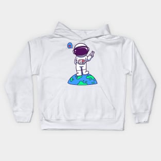 Cute Astronaut Hand Peace Kids Hoodie